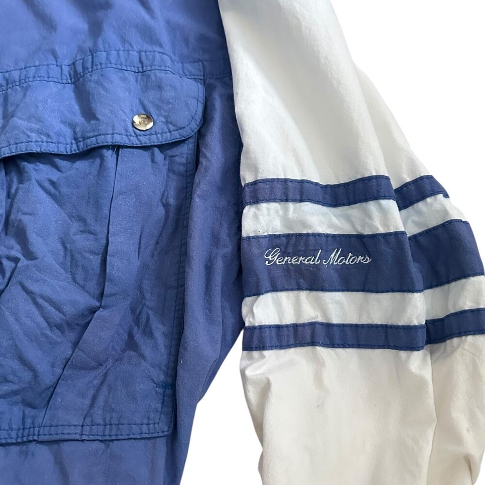 Vintage General Motors Blue White Nylon Jacket XXL USA Made 80s Varsity Style - Picture 9 of 9